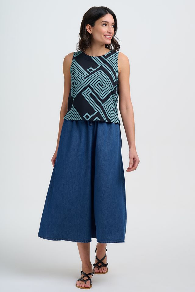 Blusa Marissa - Negro/Verde, líneas geométricas