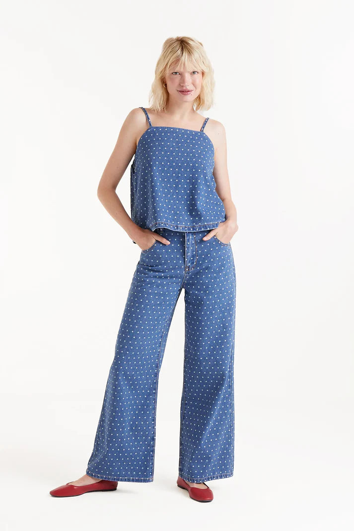 Jeans Vaqueros Con Estampado De Lunares