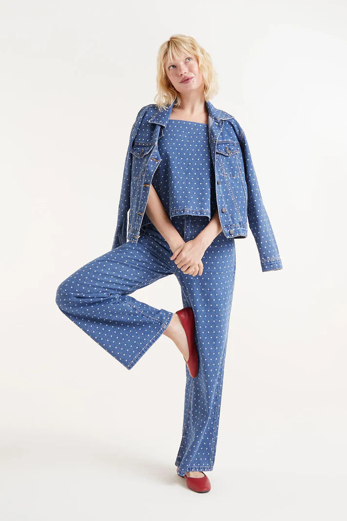Jeans Vaqueros Con Estampado De Lunares