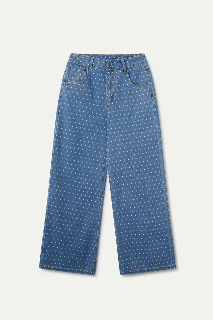 Jeans Vaqueros Con Estampado De Lunares