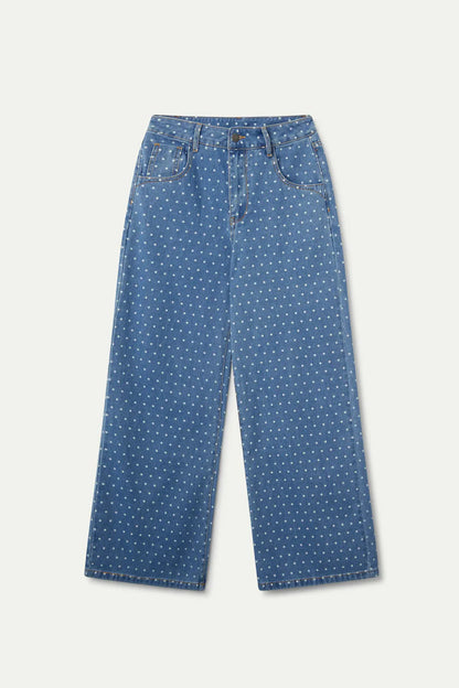 Jeans Vaqueros Con Estampado De Lunares