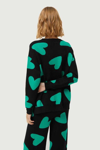 Jersey-De-Punto-Jacquard-De-Corazones-Negro-Compañía Fantástica
