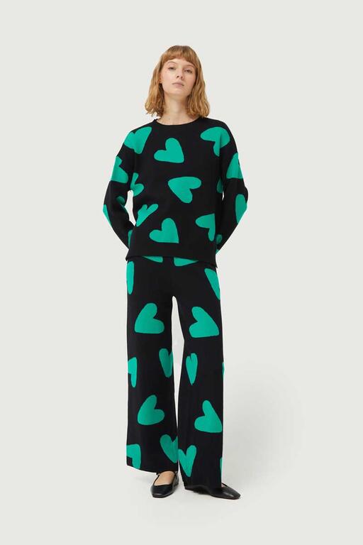 Jersey-De-Punto-Jacquard-De-Corazones-Negro-Compañía Fantástica