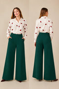 Pantalón verde botella de pierna ancha