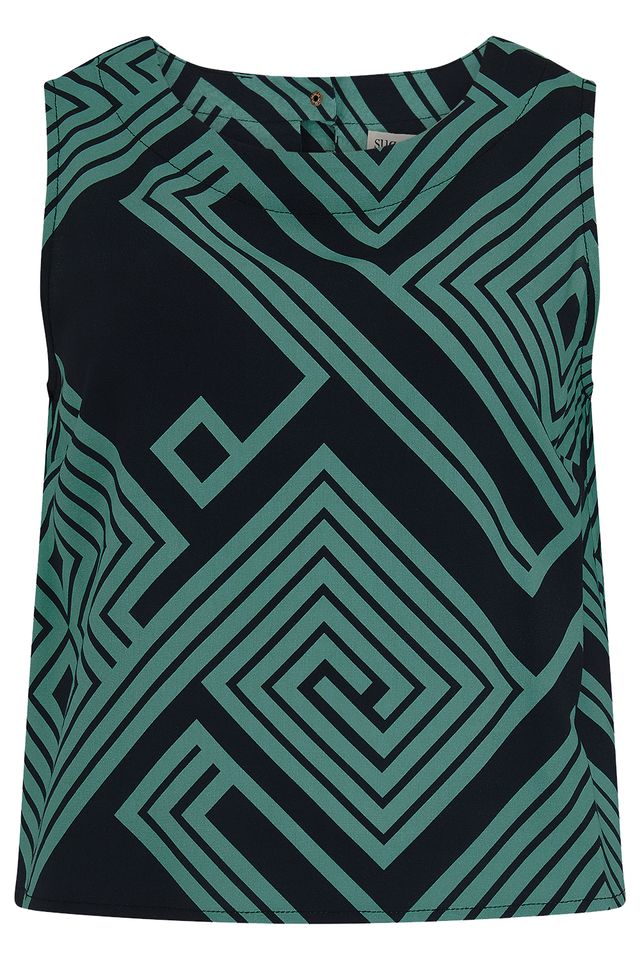 Blusa Marissa - Negro/Verde, líneas geométricas