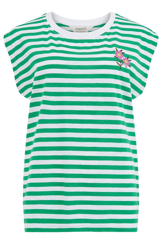 CAMISETA RAYAS VERDES RAMITA FLORAL