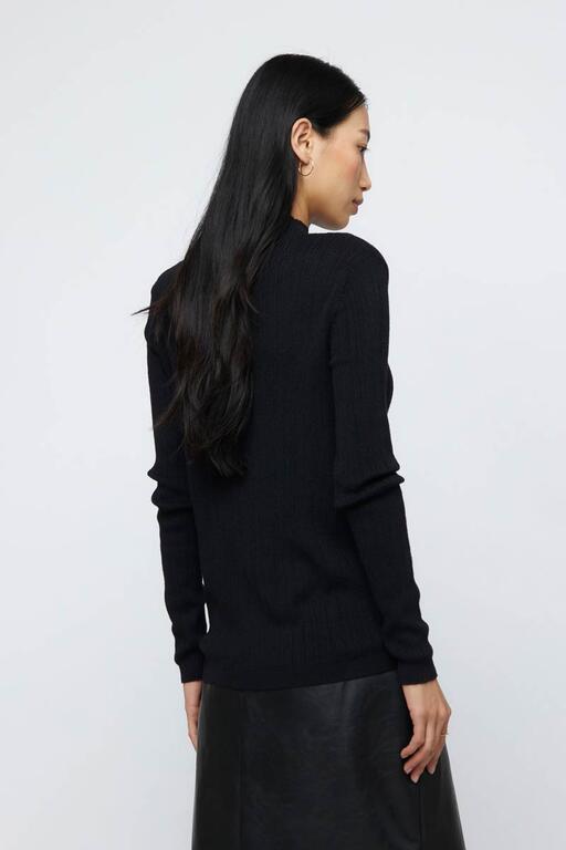 Top_cuello_perkins_canalé_negro