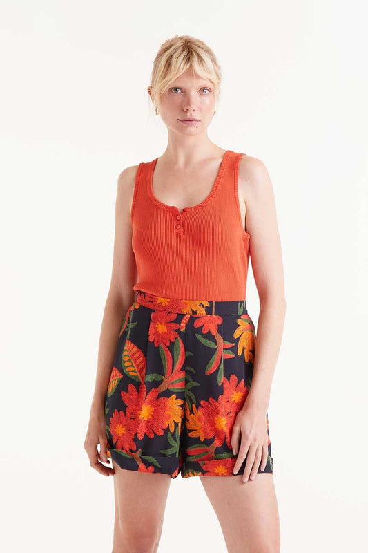 Top Punto Botones Naranja