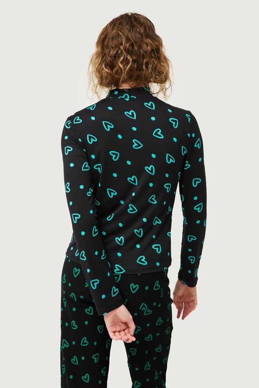 Top-Ajustado-Estampado-De-Corazones-Verdes-Compañía Fantástica