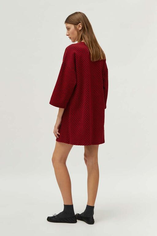 Vestido-Corto-De-Punto-Estampado-Jacquard-Rojo-Compañía Fantástica