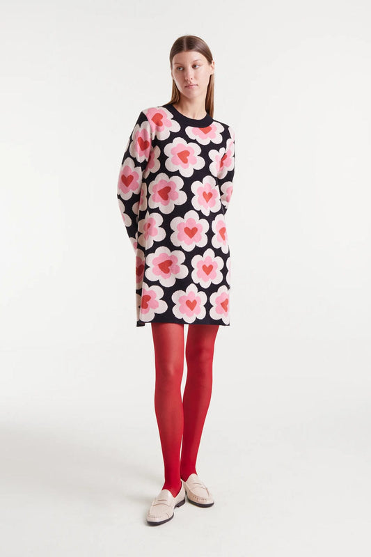 Vestido corto de punto jacquard con estampado SweetHeart