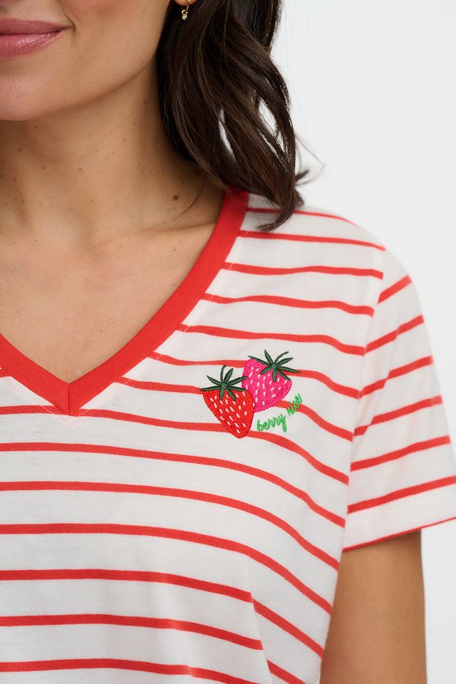CAMISETA RAYAS FRESA