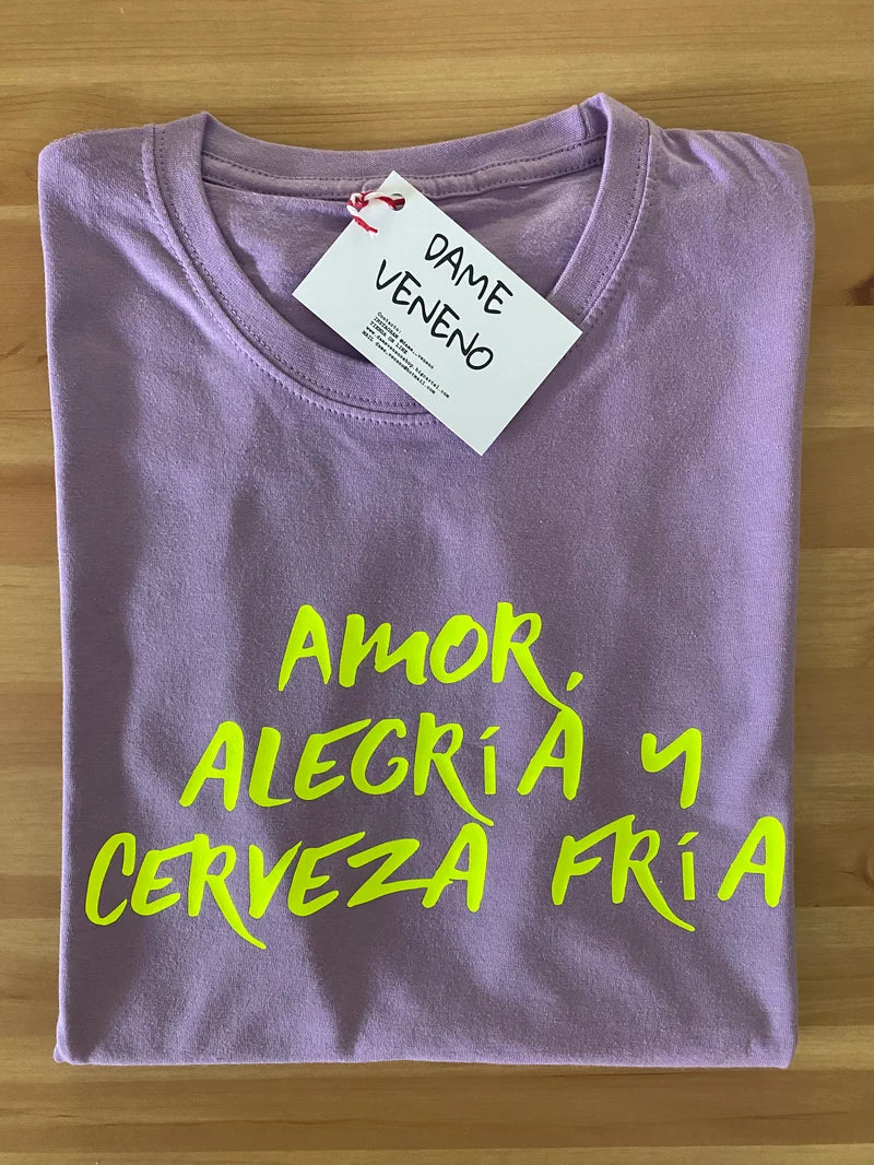 Camiseta Amor, alegría y cerveza fría