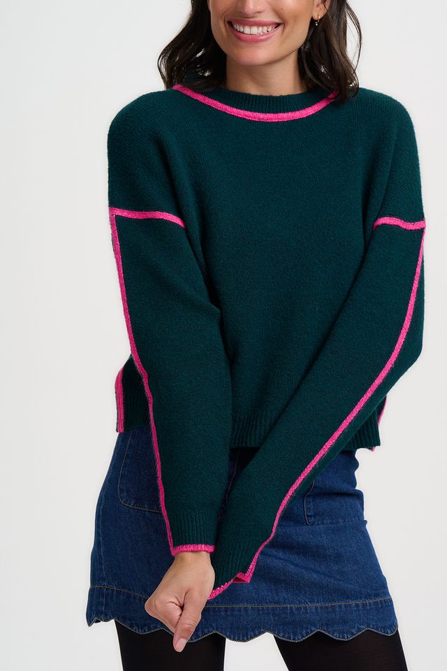 💚Jersey Rozalia de Sugarhill Brighton verde con ribete rosa