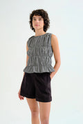 Top cuadros vichy negro