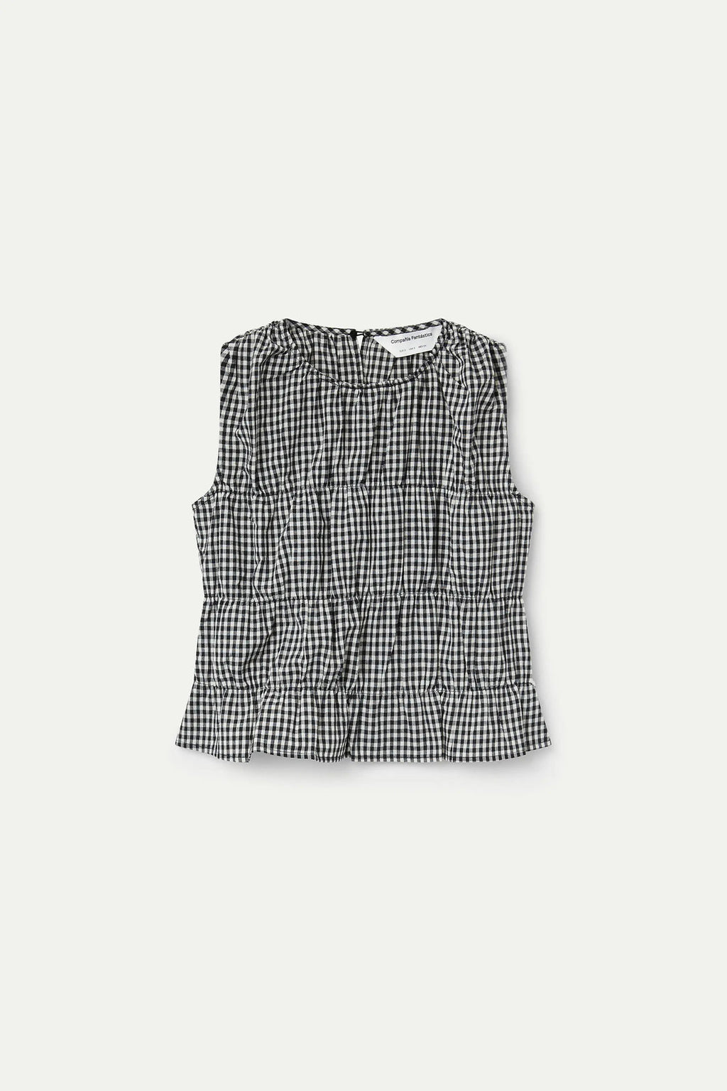 Top cuadros vichy negro