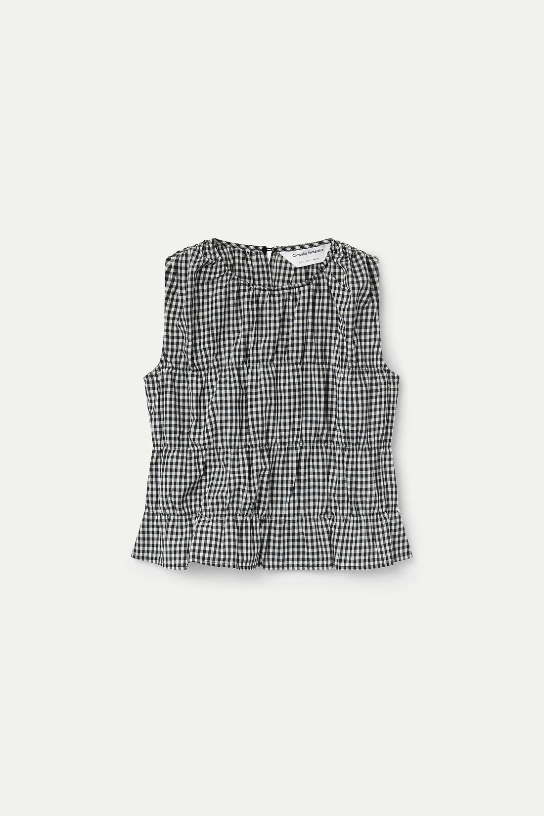 Top cuadros vichy negro