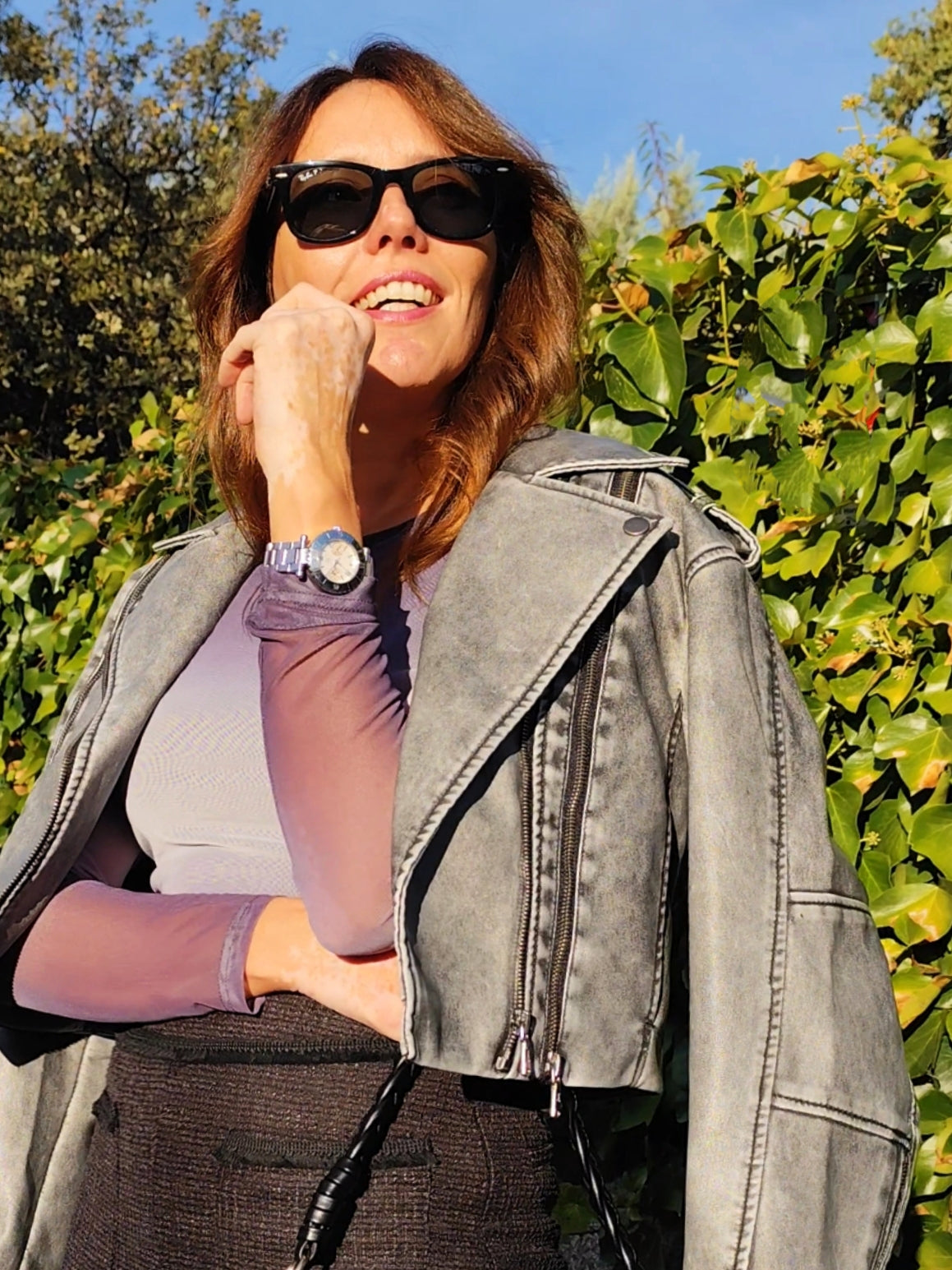 Cazadora biker gris
