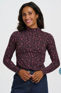 SUGARHILL BRIGHTON · Annika Jersey Turtleneck Top – Fuchsia Spots