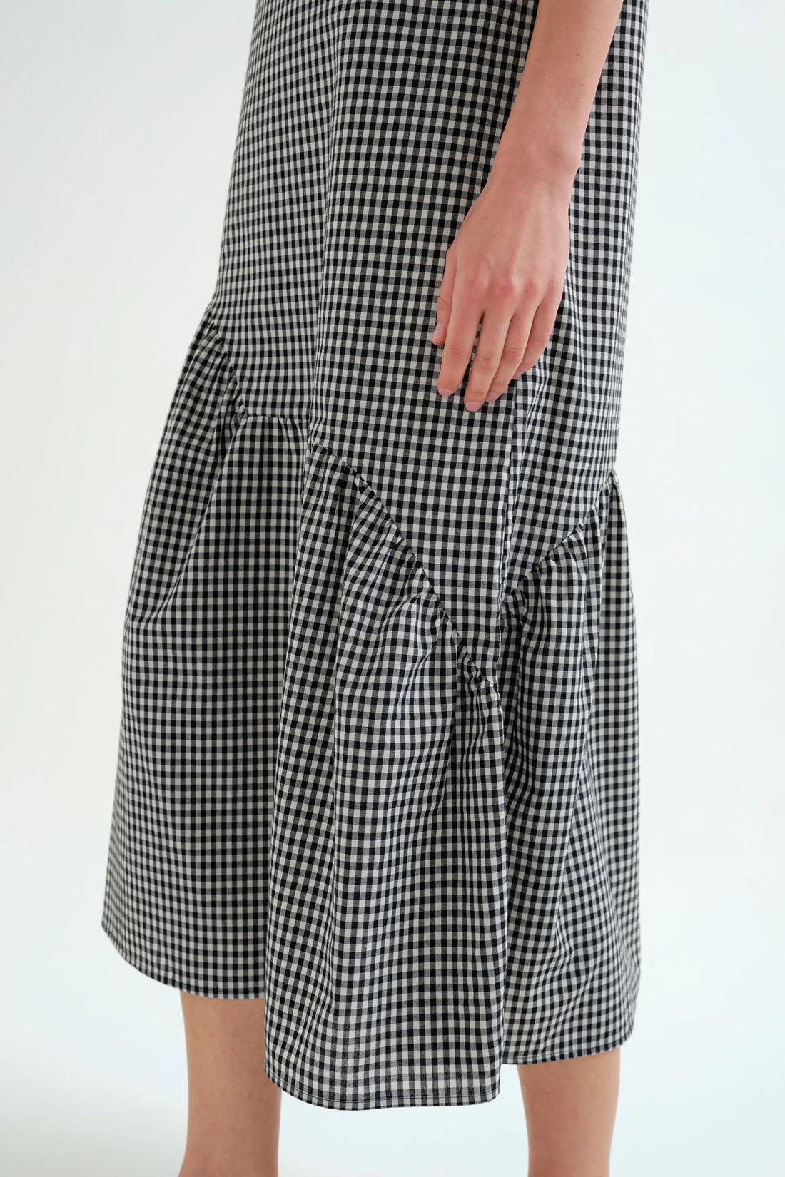 Vestido midi cuadro Vichy negro