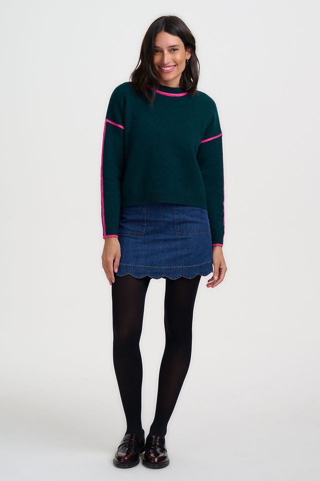 💚Jersey Rozalia de Sugarhill Brighton verde con ribete rosa